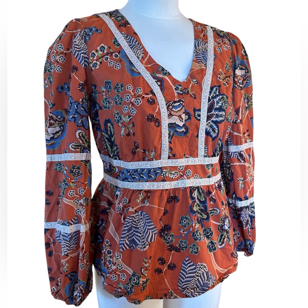 Spartina 449 Marcelle Blouse Top in Tomato Floral S